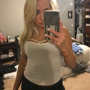 American Eagle white crop top